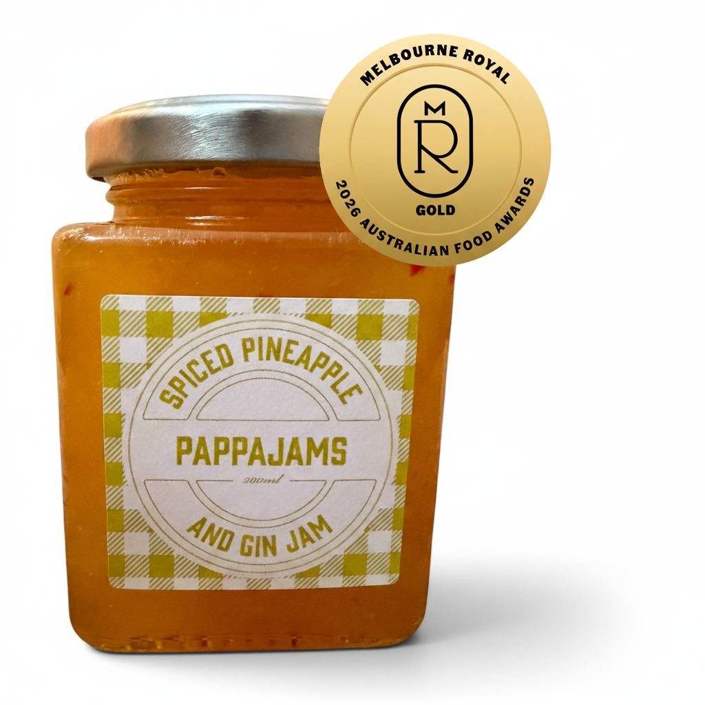 Spiced Pineapple & Gin Jam with medal centred on jar edge